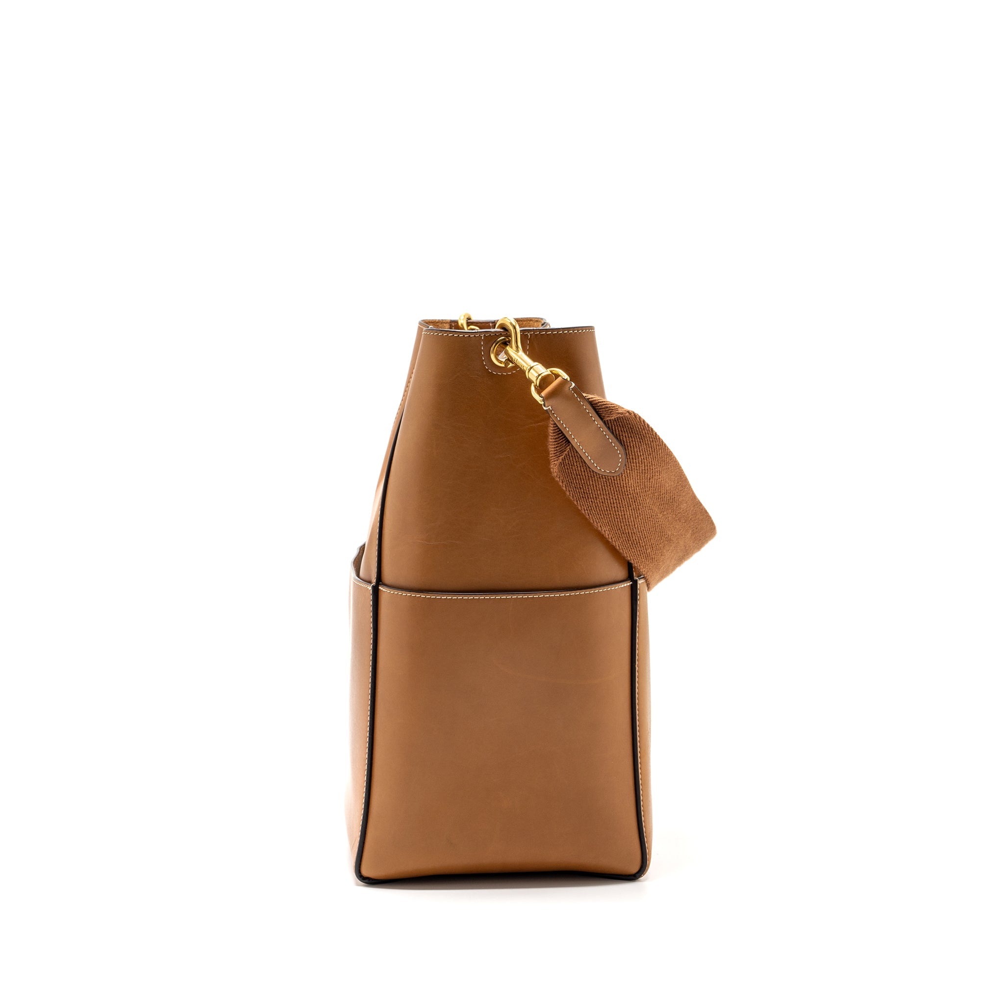 CELINE SANGLE BUCKET BAG LEATHER BROWN GHW