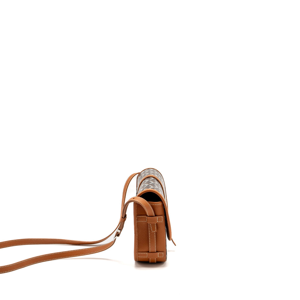 GOYARD BELVEDERE PM MESSENGER BAG GOYARDLINE CANVAS BROWN SHW