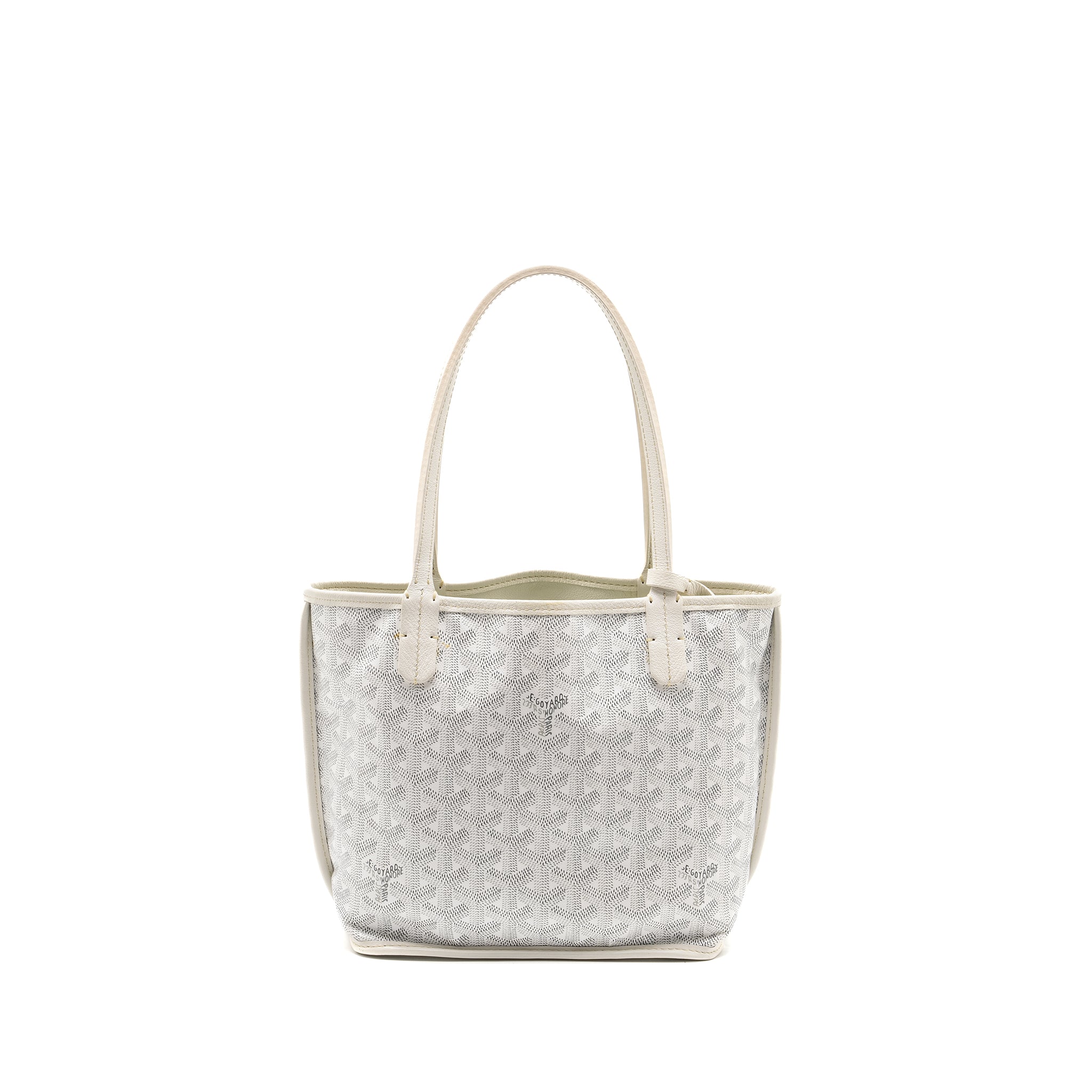 GOYARD MINI ANJOU TOTE BAG HEART GOYARDLINE CANVAS/LEATHER WHITE SHW
