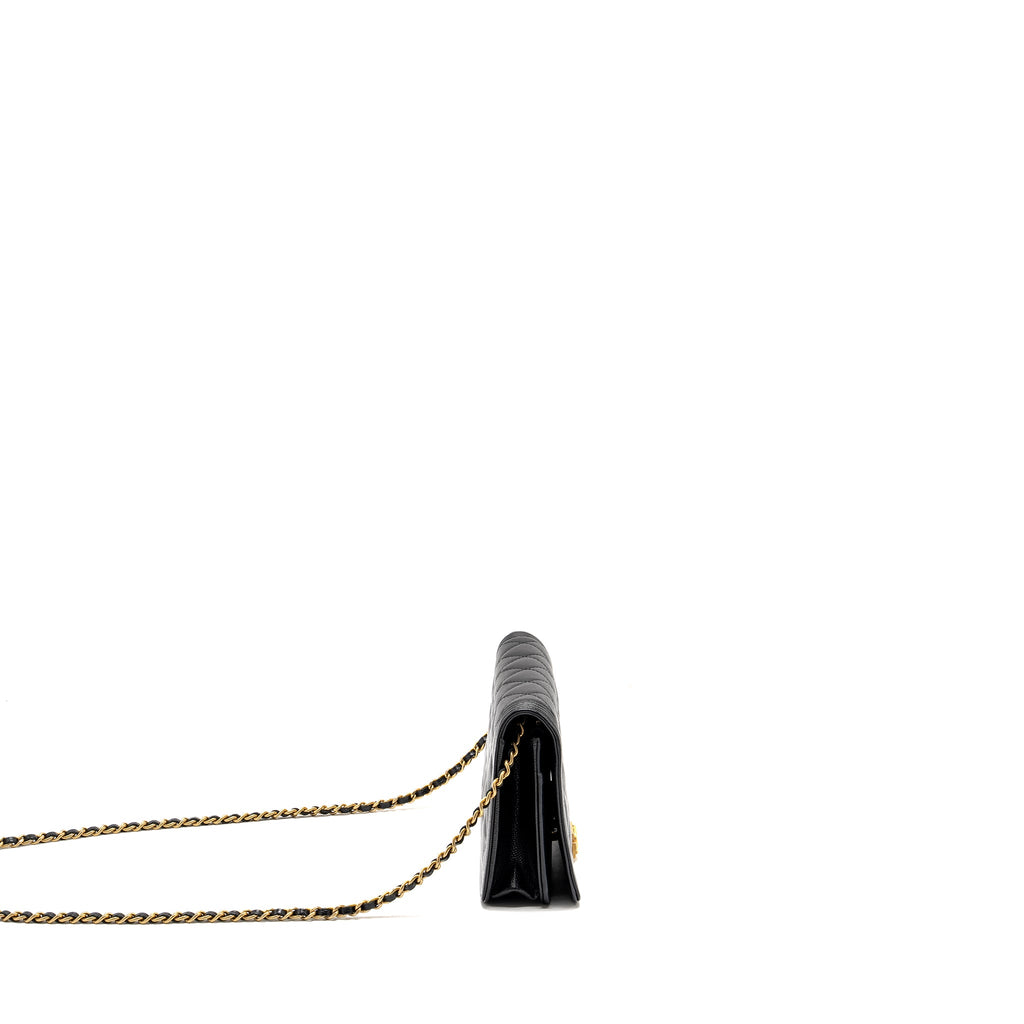 CHANEL BOY WALLET ON CHAIN CAVIAR BLACK GHW
