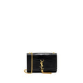 SAINT LAURENT KATE BAG TASSEL CROC-EMBOSSED BLACK GHW
