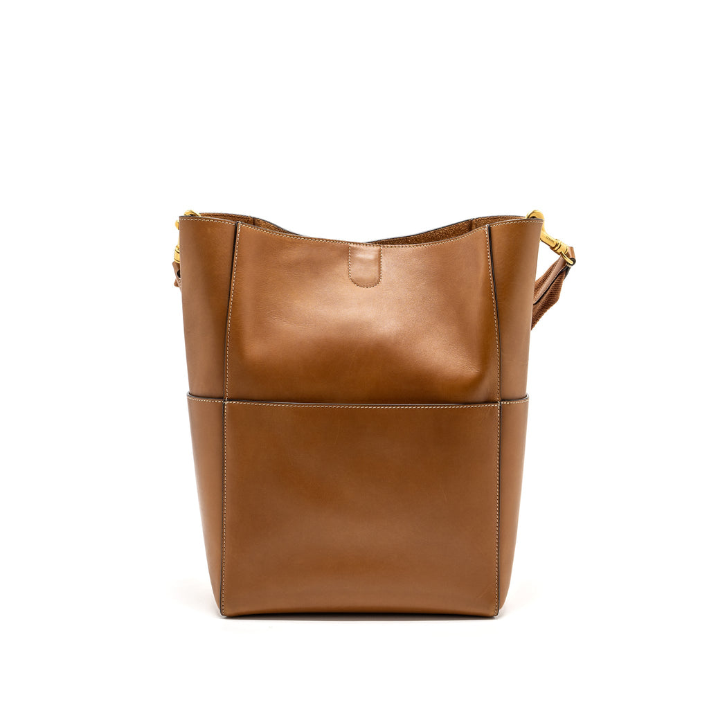 CELINE SANGLE BUCKET BAG LEATHER BROWN GHW
