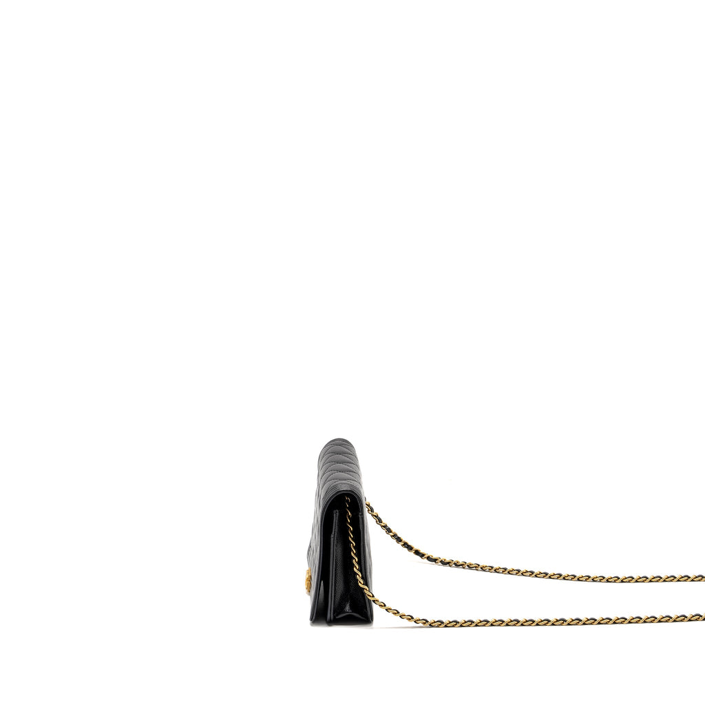 CHANEL BOY WALLET ON CHAIN CAVIAR BLACK GHW