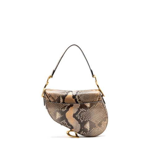 DIOR MEDIUM SADDLE BAG PYTHON MULTICOLOR GHW