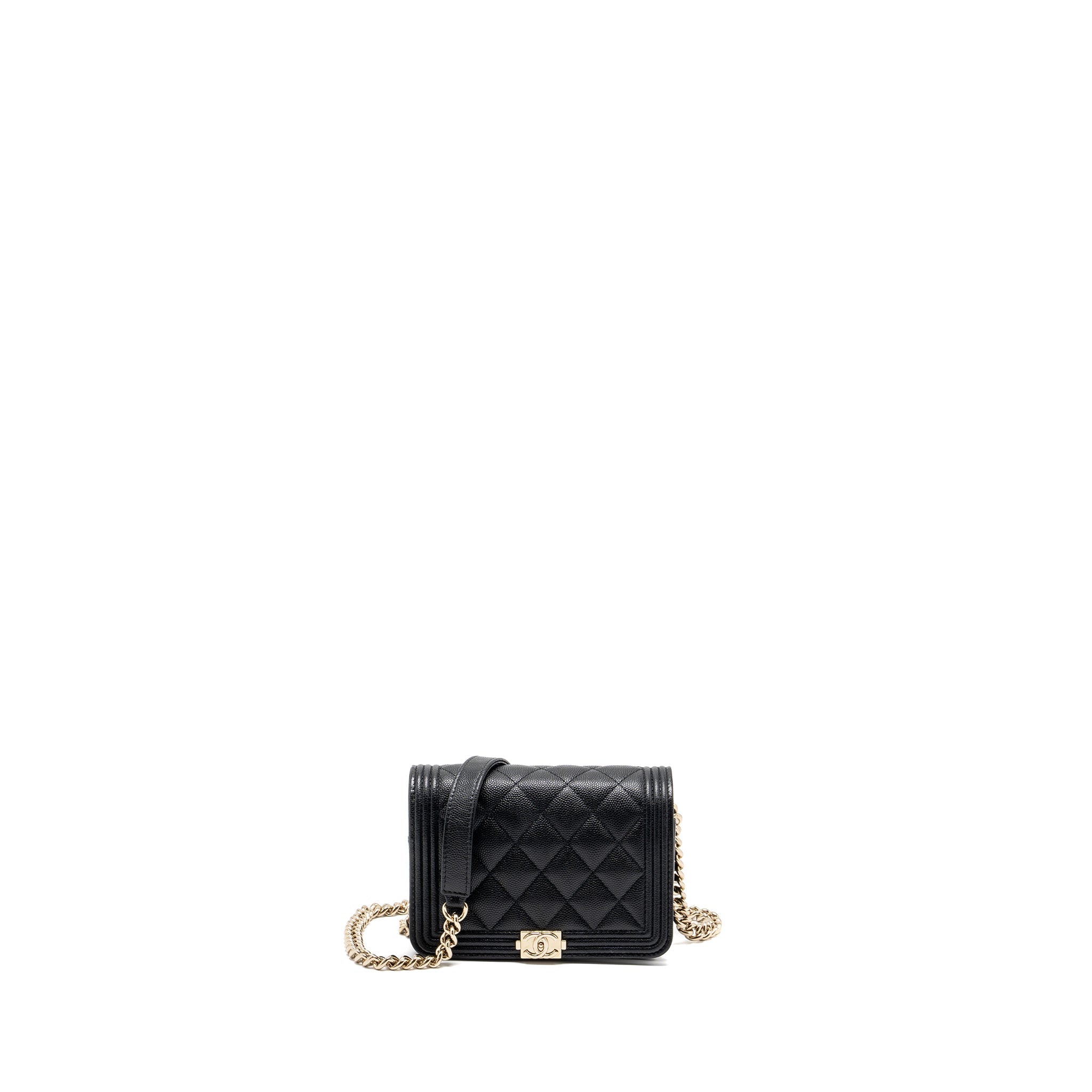 CHANEL BOY CHAIN CLUTCH CAVIAR BLACK LGHW (MICROCHIP)
