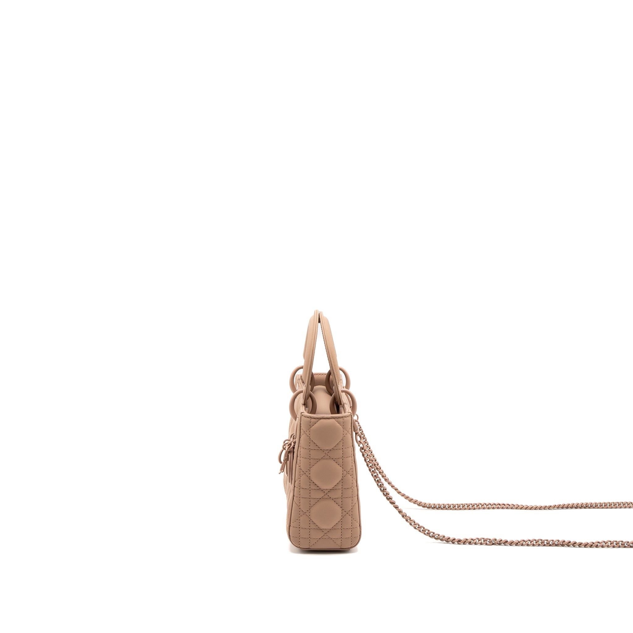 DIOR MINI LADY DIOR ULTRA MATTE CANNAGE CALFSKIN BLUSH WITH BLUSH HARDWARE