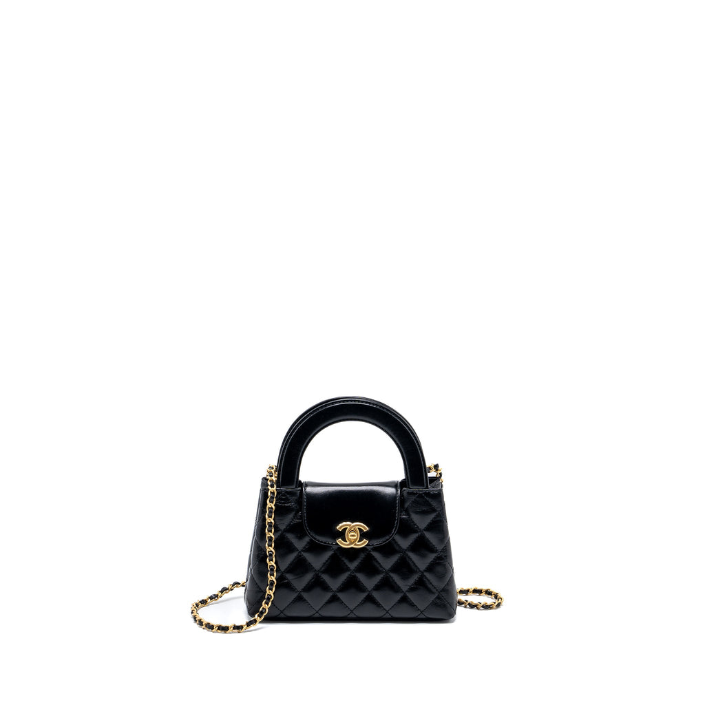 CHANEL 24P MINI SHOPPING TOTE CALFSKIN BLACK GHW (MICROCHIP)