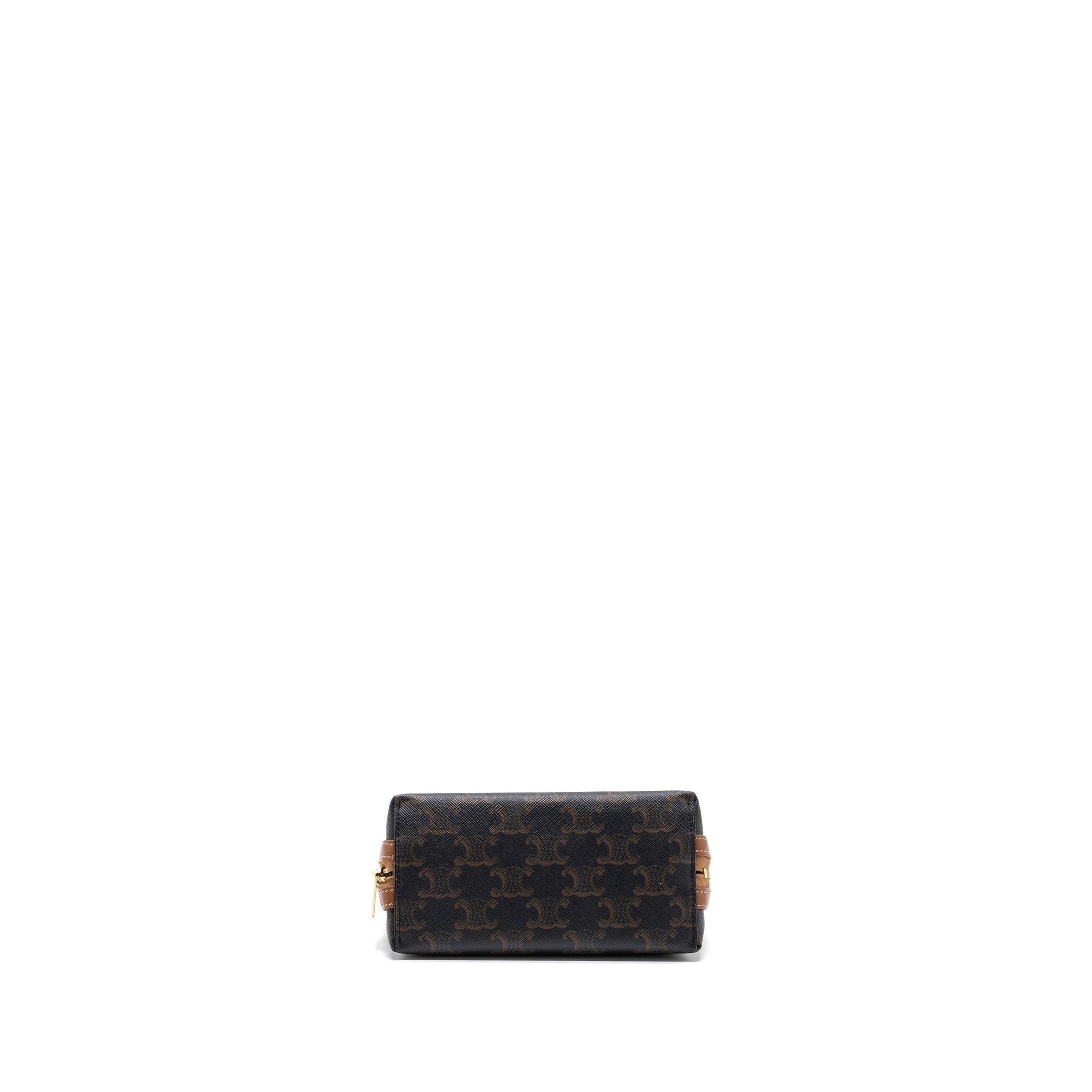 CELINE CLUTCH WITH CHAIN TRIOMPHE CANVAS/LAMBSKIN TAN GHW