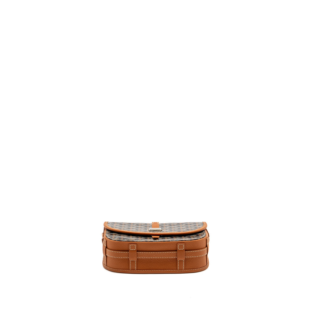 GOYARD BELVEDERE PM MESSENGER BAG GOYARDLINE CANVAS BROWN SHW