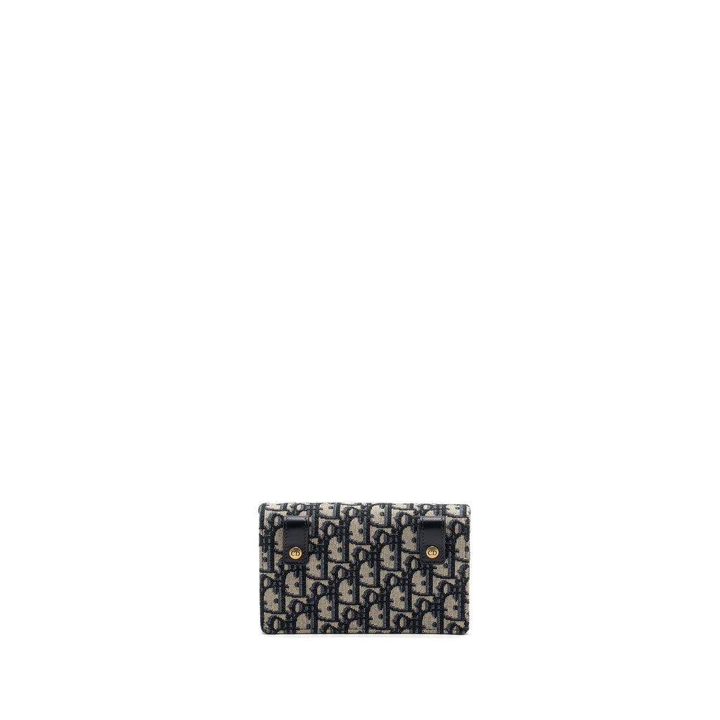 DIOR SADDLE BELT BAG BLUE OBLIQUE JACQUARD CANVAS GHW