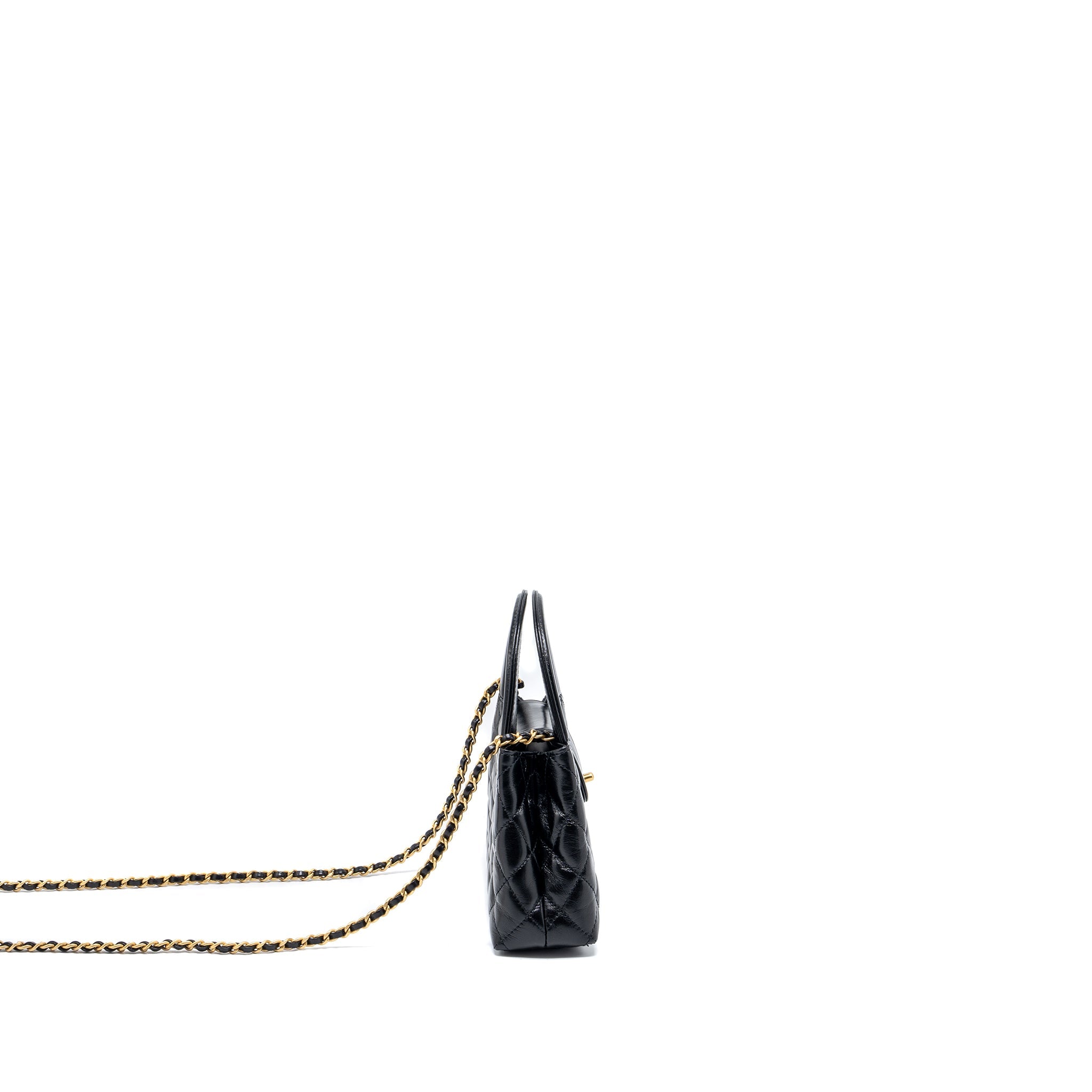 CHANEL 24P MINI SHOPPING TOTE CALFSKIN BLACK GHW (MICROCHIP)
