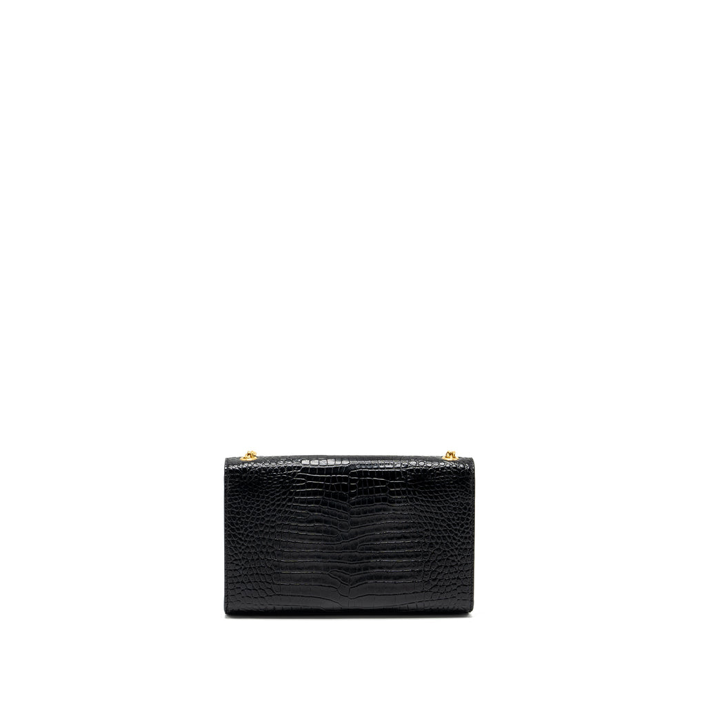 SAINT LAURENT KATE BAG TASSEL CROC-EMBOSSED BLACK GHW