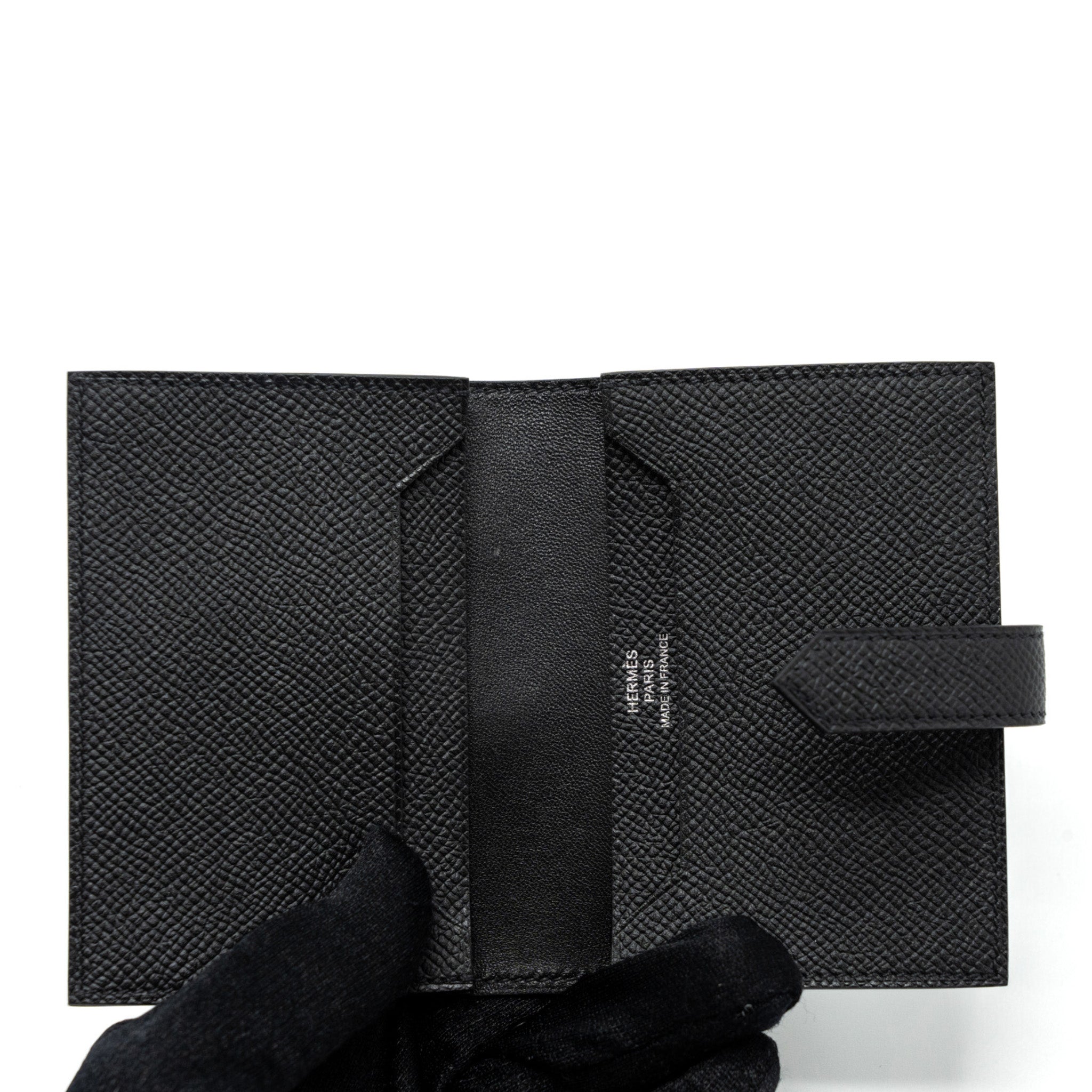 HERMES BEARN CARD HOLDER EPSOM SO BLACK WITH BLACK HARDWARE