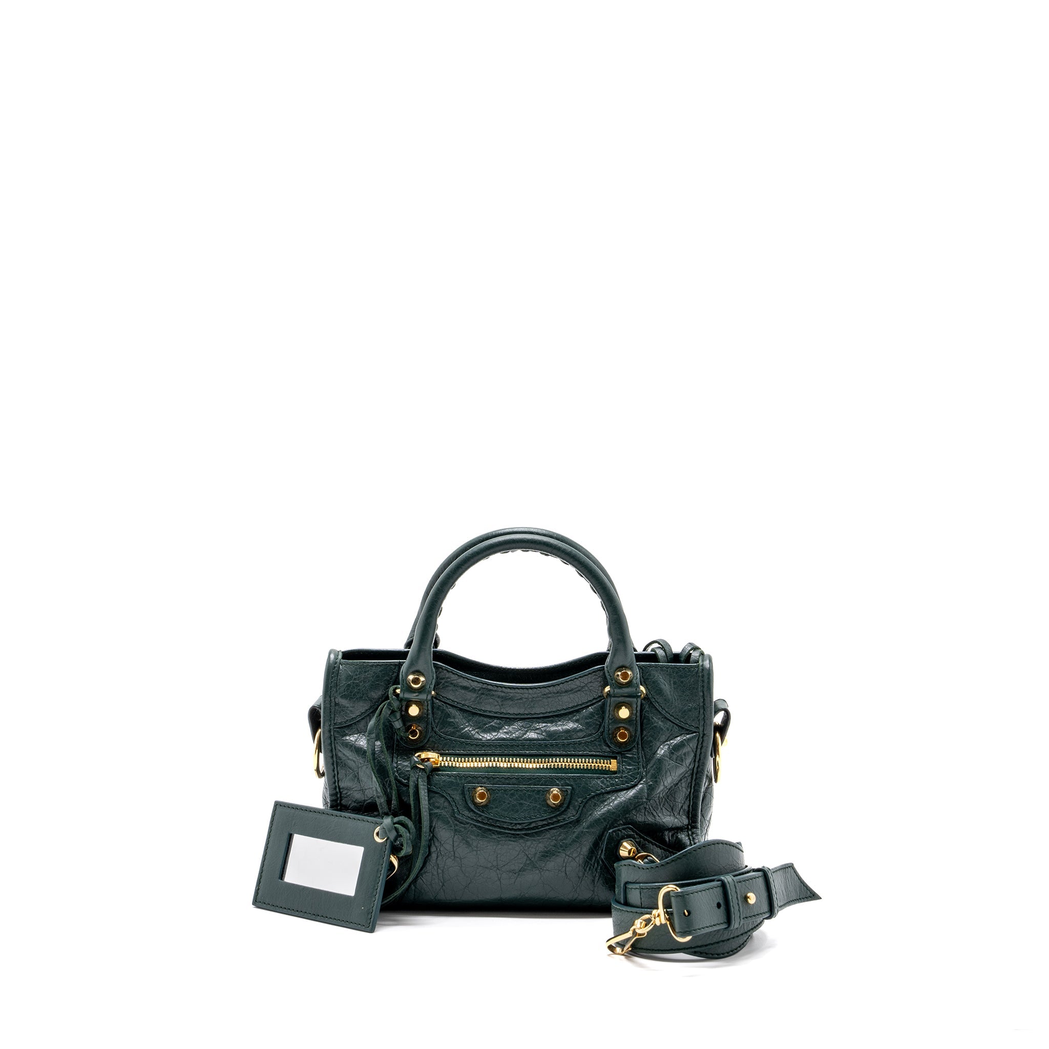 BALENCIAGA MINI CITY BAG DARK GREEN GHW