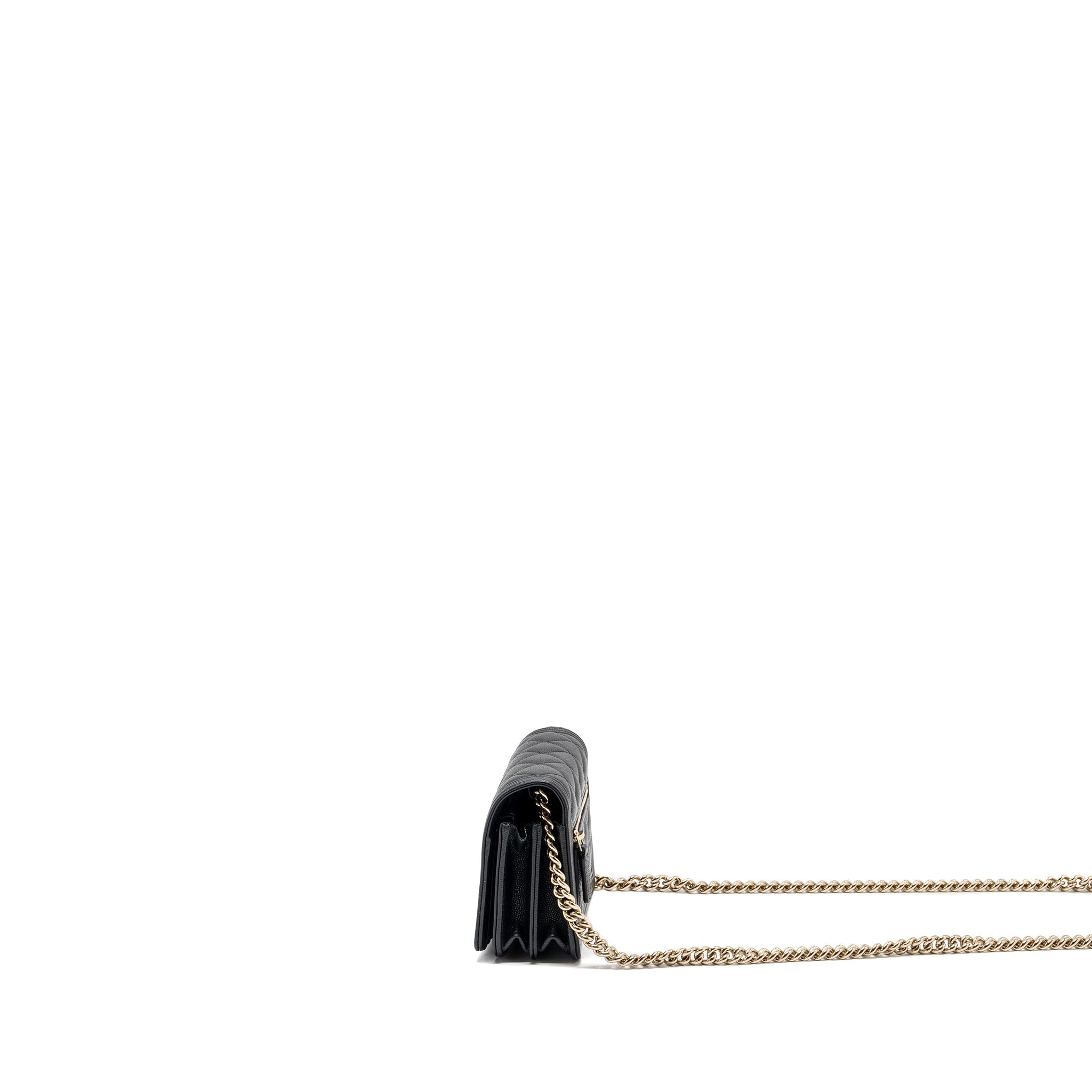 CHANEL BOY CHAIN CLUTCH CAVIAR BLACK LGHW (MICROCHIP)