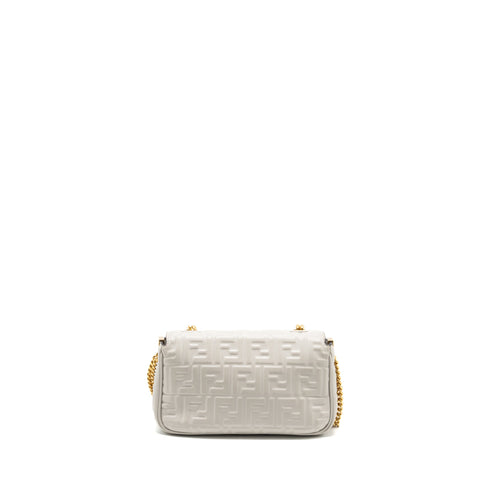 FENDI MEDIUM BAGUETTE BAG FF EMBOSSED NAPPA GREY GHW
