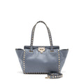 VALENTINO SMALL GRAINY ROCKSTUD BAG LAMBSKIN LIGHT BLUE LGHW
