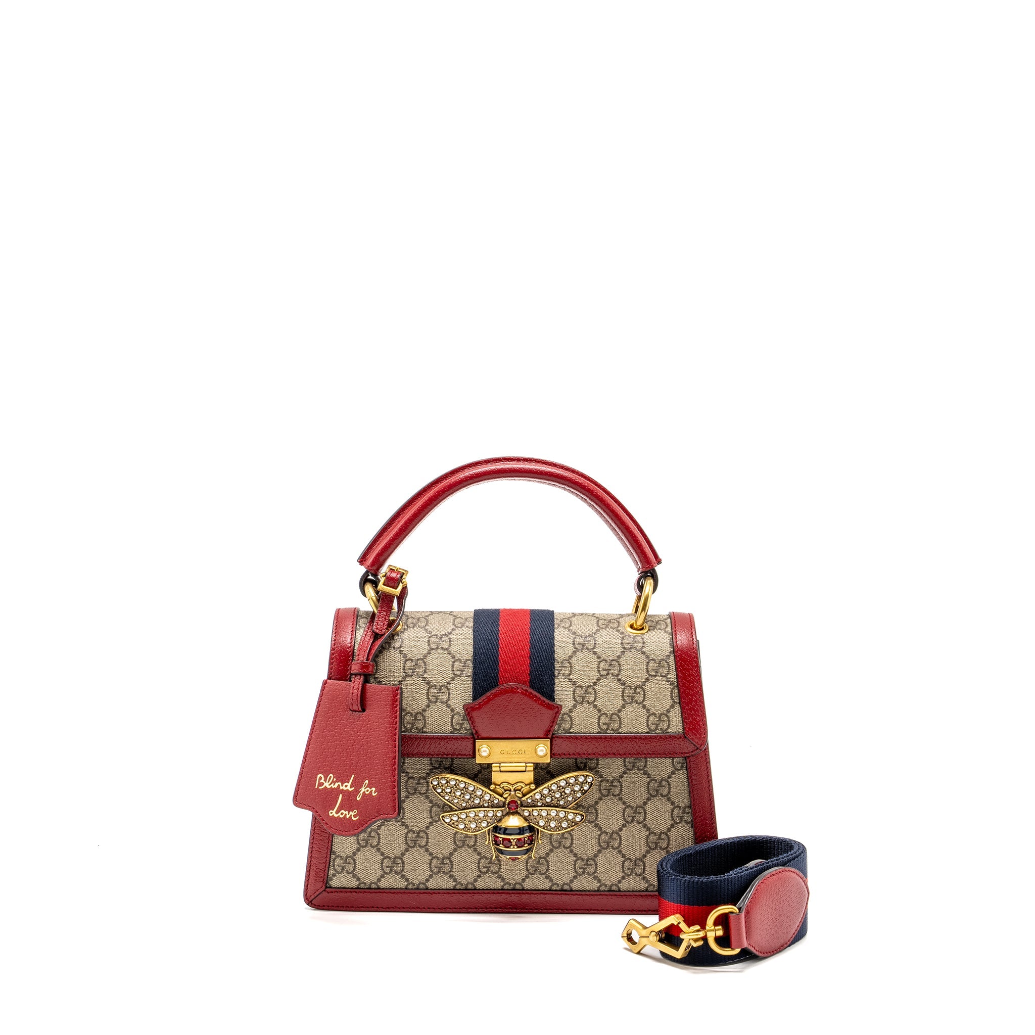 GUCCI QUEEN MARGARET TOP HANDLE BAG GG SUPREME CANVAS RED/ MULTICOLOUR GHW