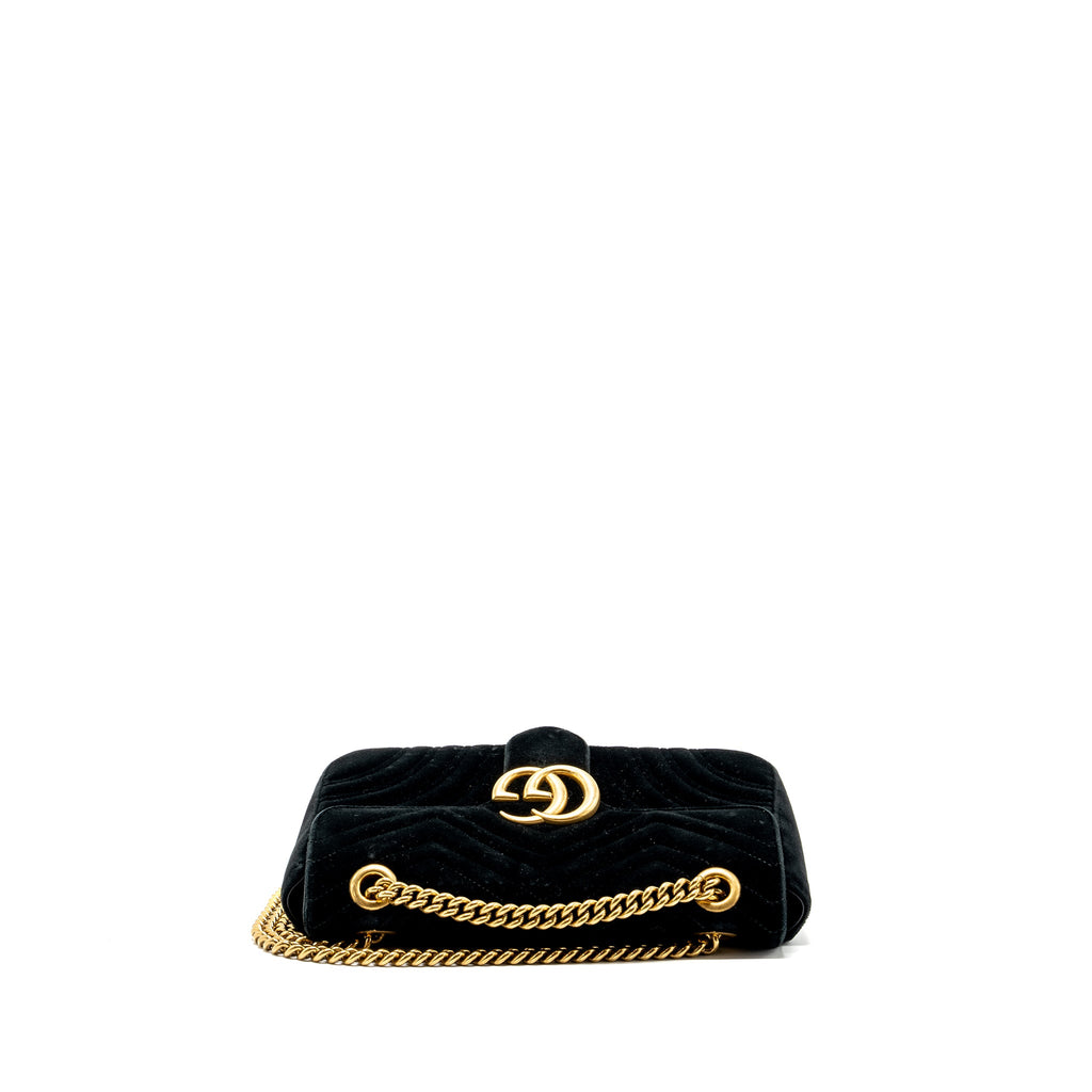 GUCCI SMALL GG MARMONT BAG VELVET BLACK GHW