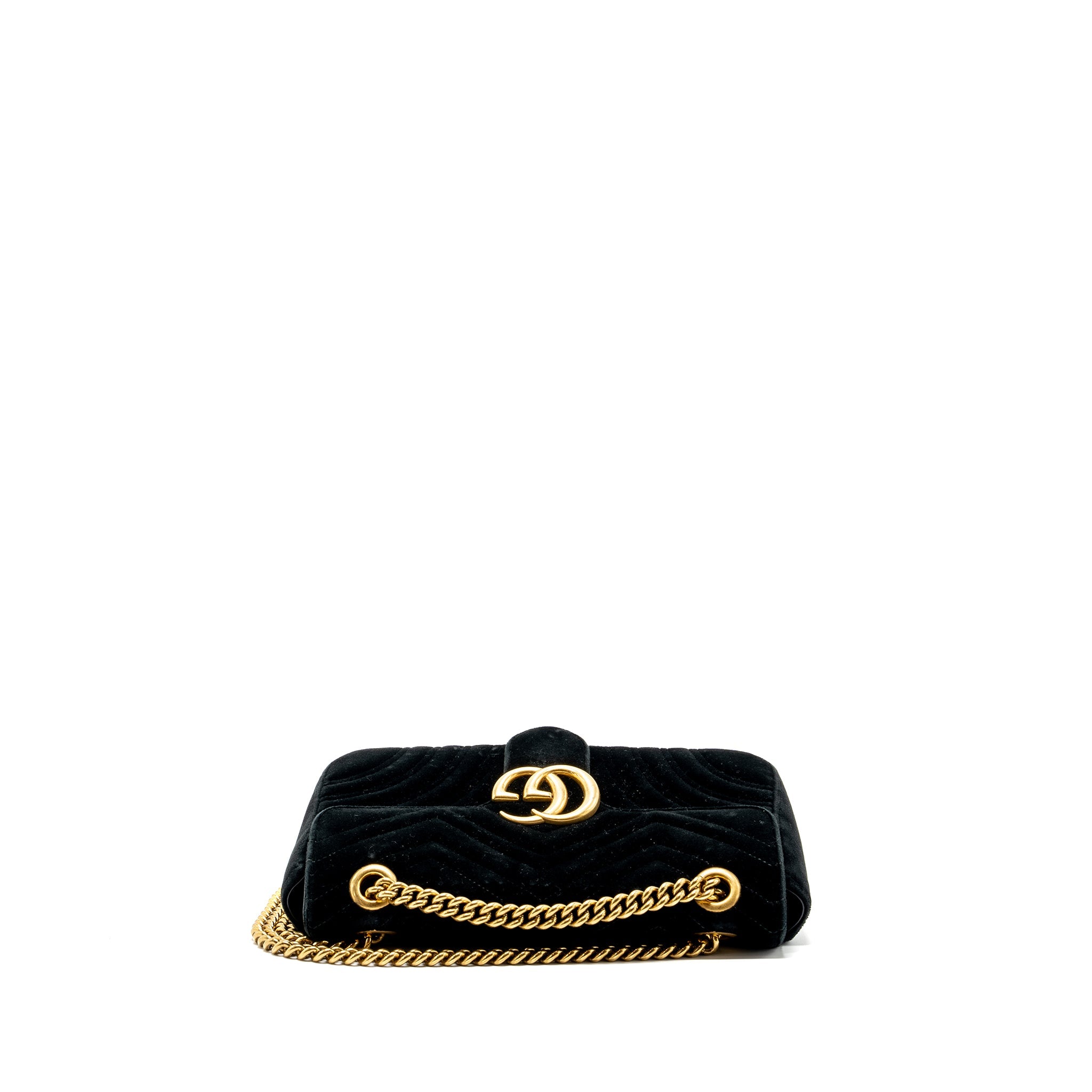 GUCCI SMALL GG MARMONT BAG VELVET BLACK GHW