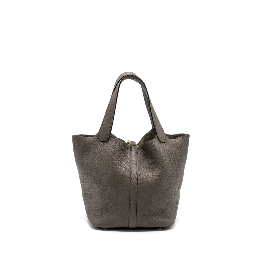 HERMES PICOTIN 22 LOCK BAG CLEMENCE GRIS ETAIN GHW