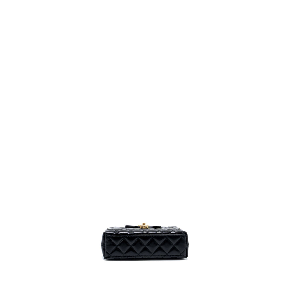 CHANEL 24P MINI SHOPPING TOTE CALFSKIN BLACK GHW (MICROCHIP)