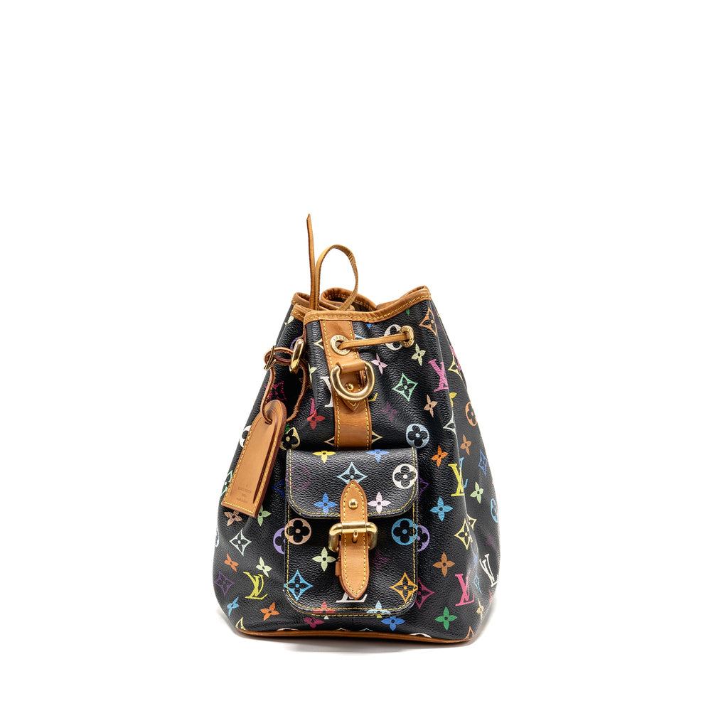 LOUIS VUITTON PETIT NOE BLACK MULTICOLOUR MONOGRAM CANVAS GHW