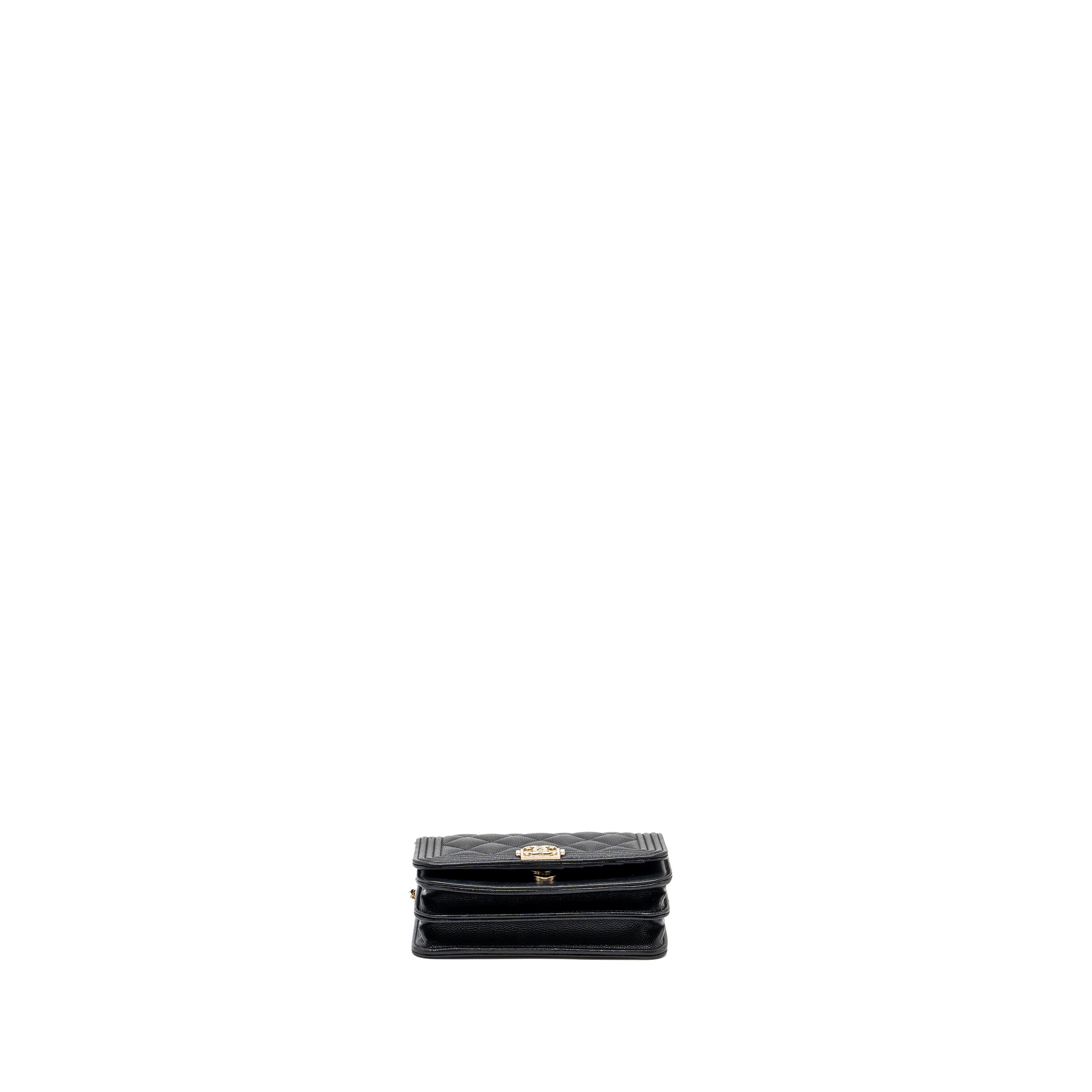 CHANEL BOY CHAIN CLUTCH CAVIAR BLACK LGHW (MICROCHIP)