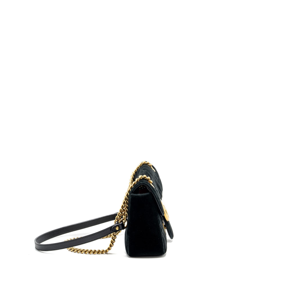 GUCCI SMALL GG MARMONT BAG VELVET BLACK GHW