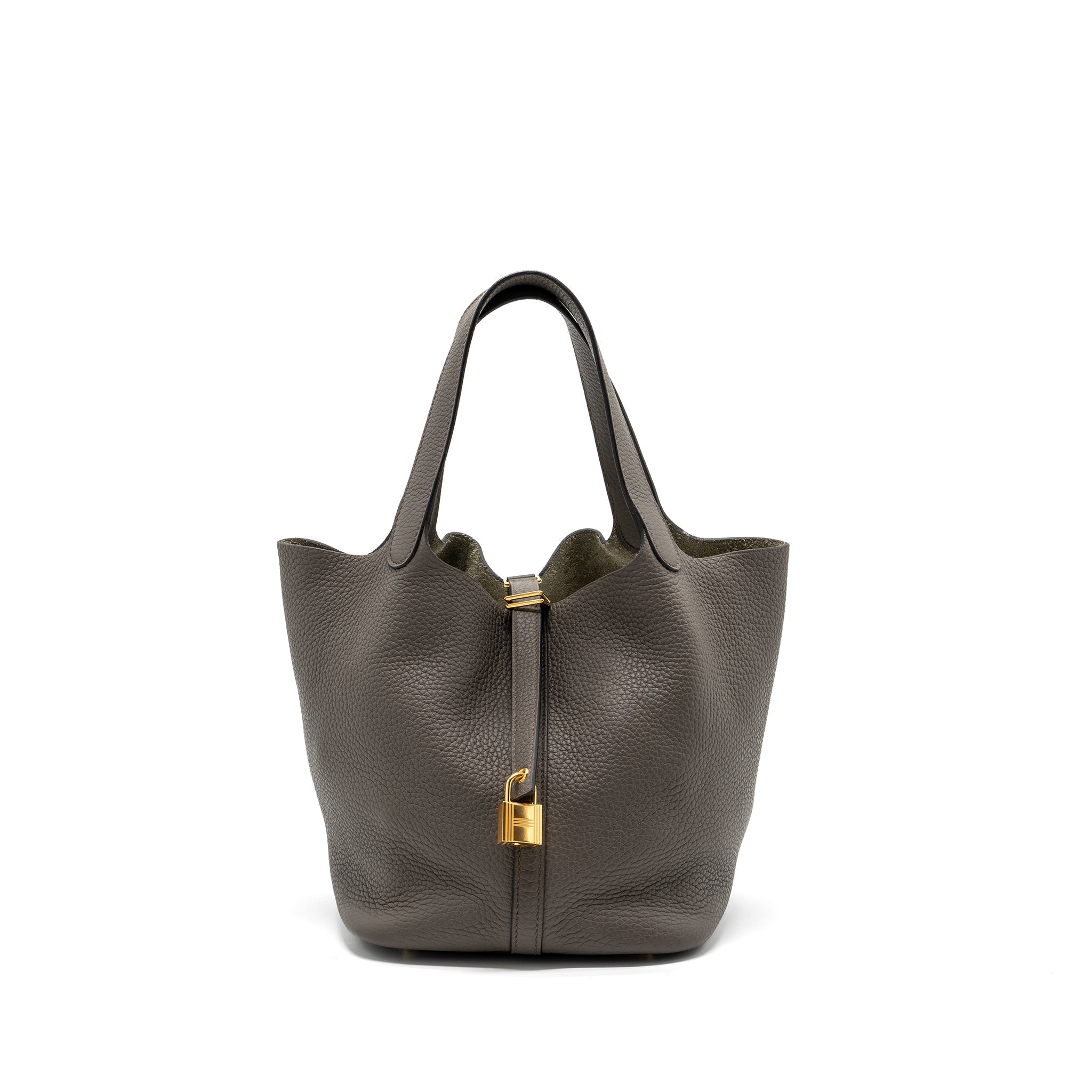 HERMES PICOTIN 22 LOCK BAG CLEMENCE GRIS ETAIN GHW