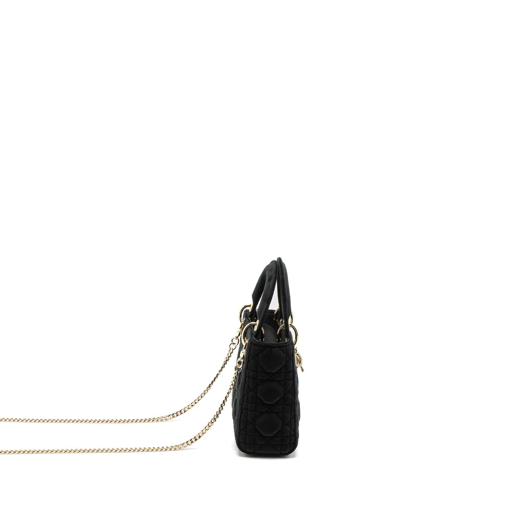 DIOR MINI LADY DIOR VELVET BLACK LGHW
