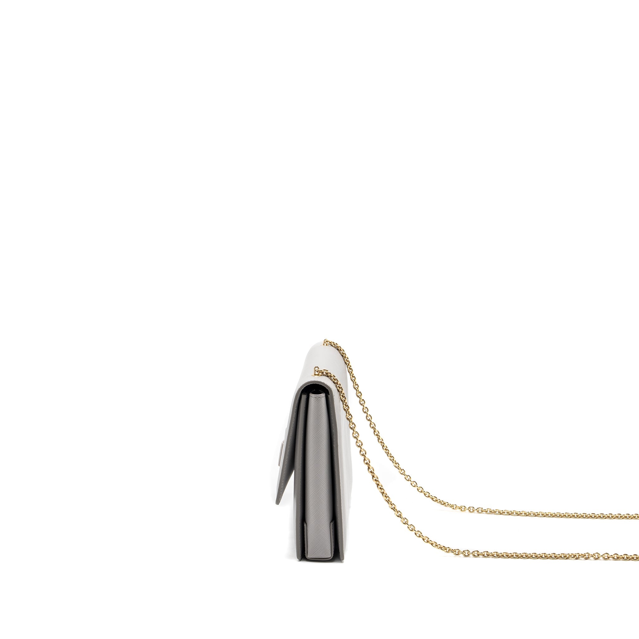 FERRAGAMO GINNY CHAIN BAG CALFSKIN LIGHT GREY LGHW