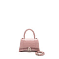 BALENCIAGA HOURGLASS S CROC-EMBOSSED CALFSKIN PINK SHW