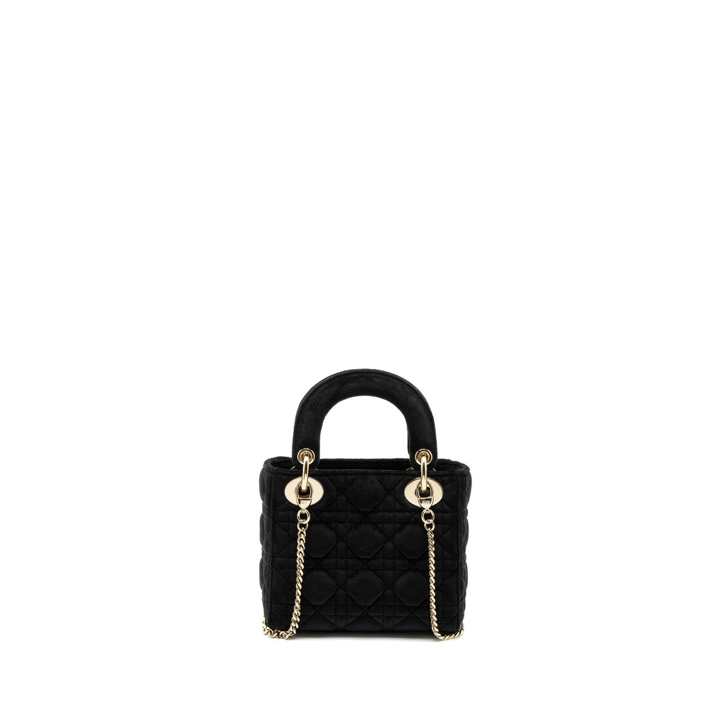 DIOR MINI LADY DIOR VELVET BLACK LGHW