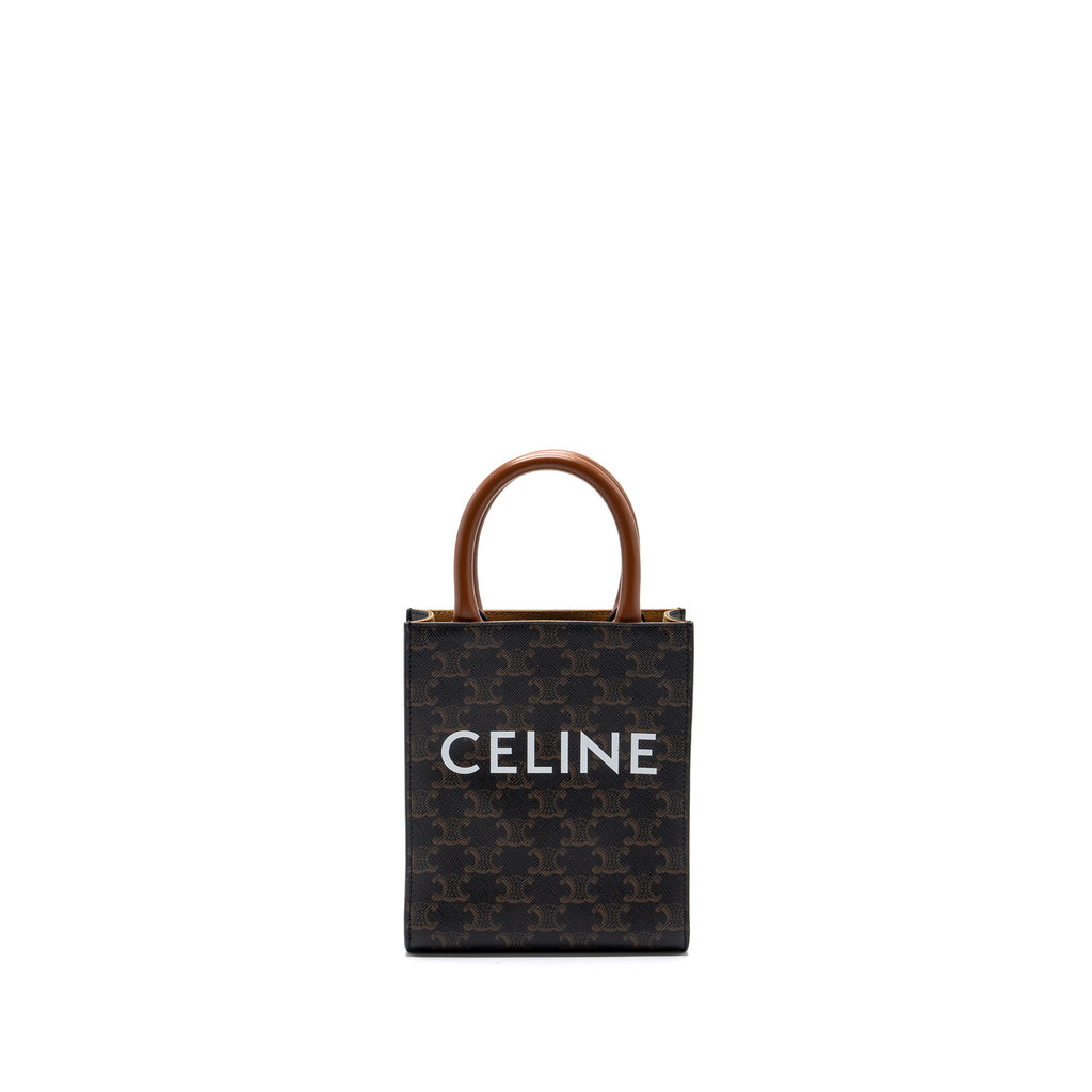 CELINE MINI VERTICAL CABAS TRIOMPHE CANVAS BROWN GHW