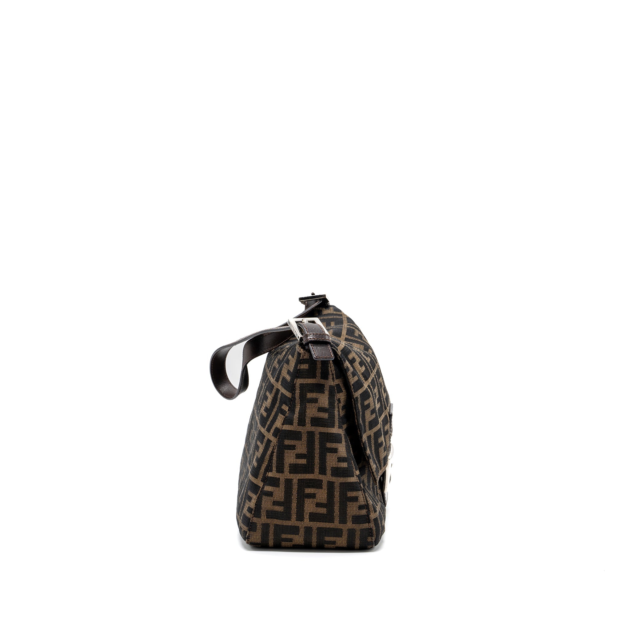 FENDI VINTAGE SHOULDER BAG FF JACQUARD CANVAS BROWN SHW