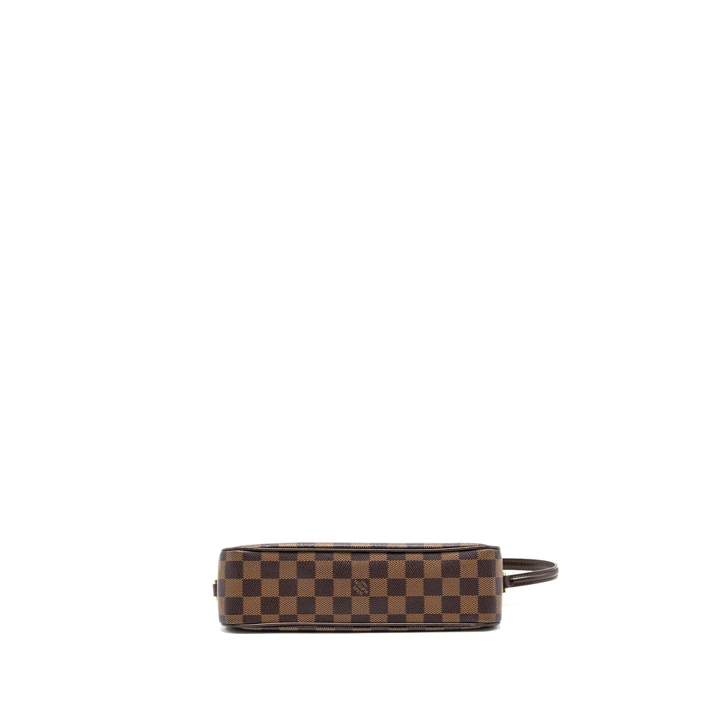 LOUIS VUITTON VINTAGE FLAP SHOULDER BAG DAMIER EBENE GHW