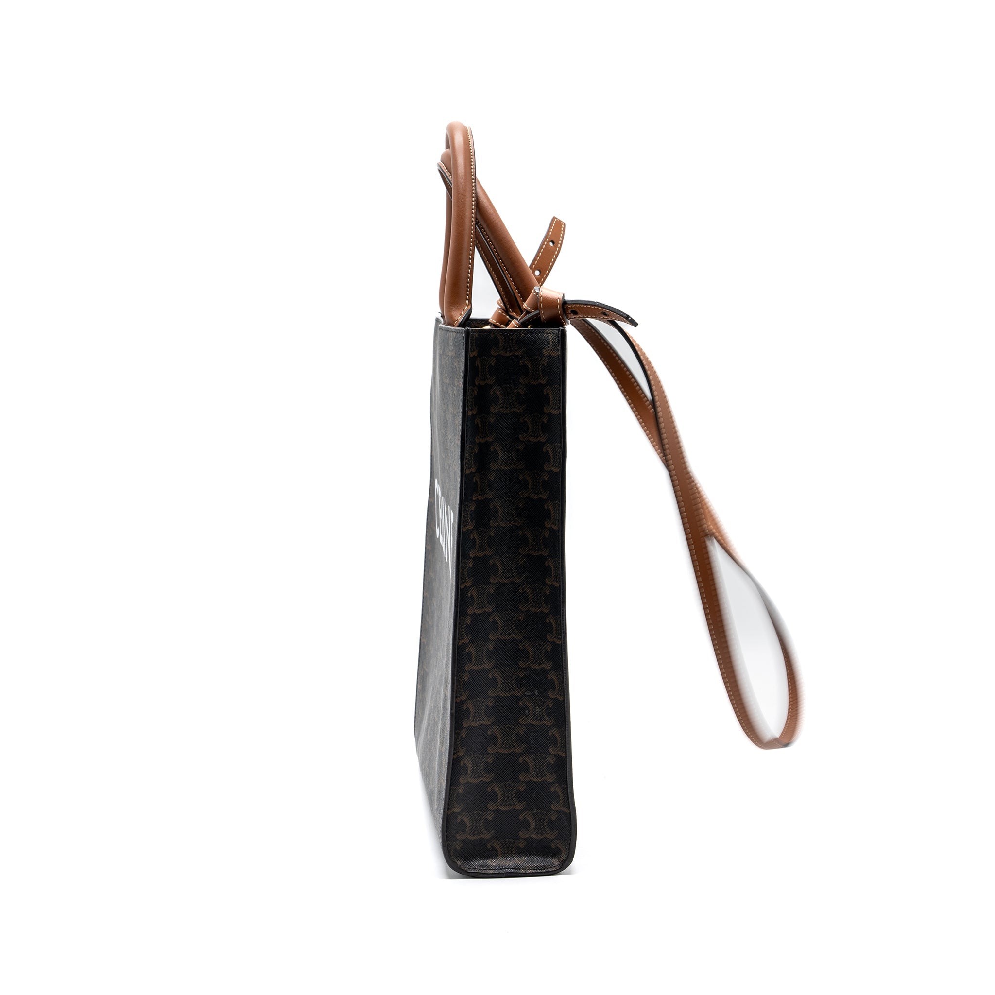 CELINE SMALL CABAS VERTICAL TRIOMPHE CANVAS / CALFSKIN TAN GHW
