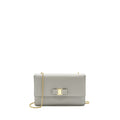 FERRAGAMO GINNY CHAIN BAG CALFSKIN LIGHT GREY LGHW