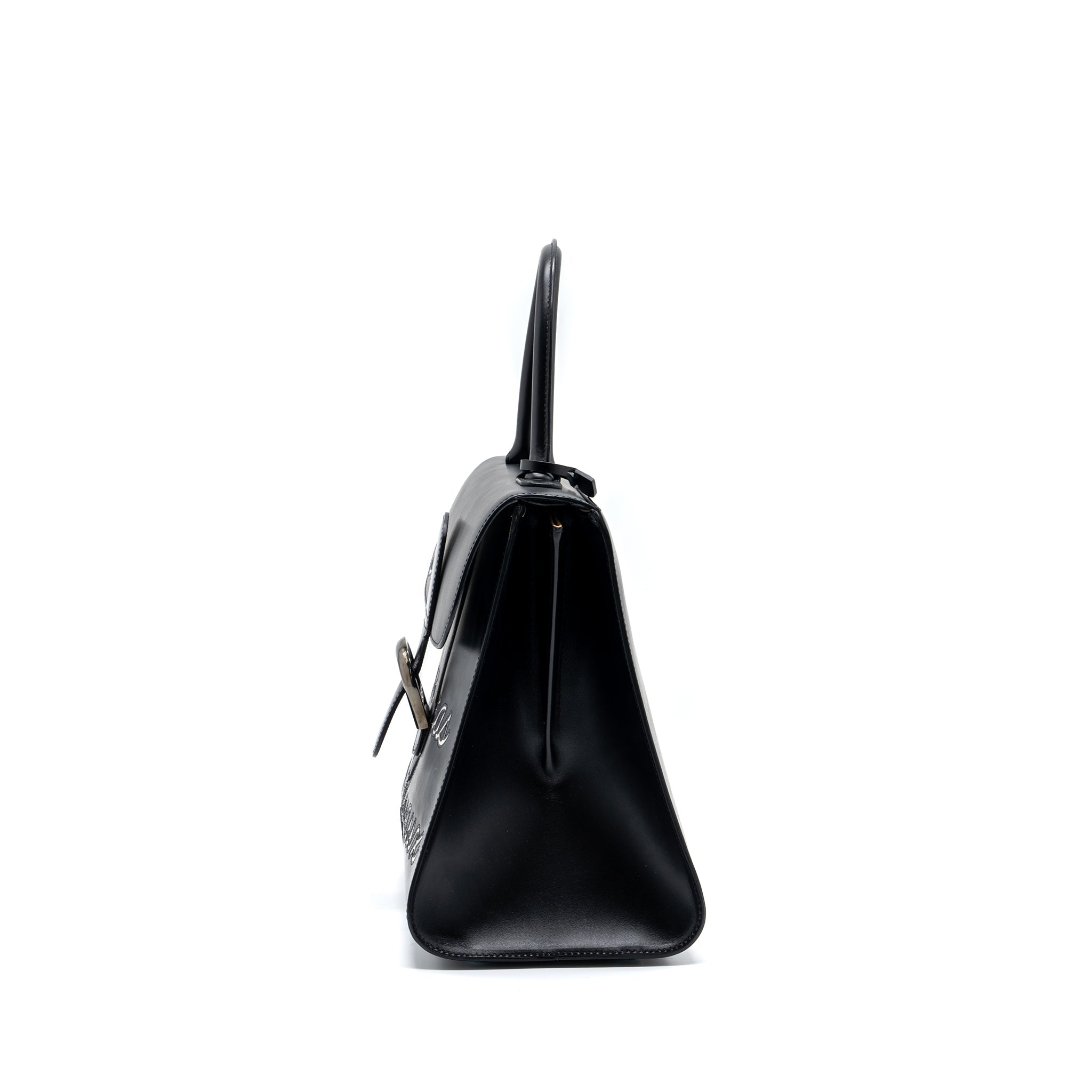 DELVAUX L’HUMOUR BRILLIANT CECI N’EST PAS UN DELVAUX BAG BOX CALFSKIN BLACK SHW
