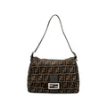 FENDI VINTAGE SHOULDER BAG FF JACQUARD CANVAS BROWN SHW