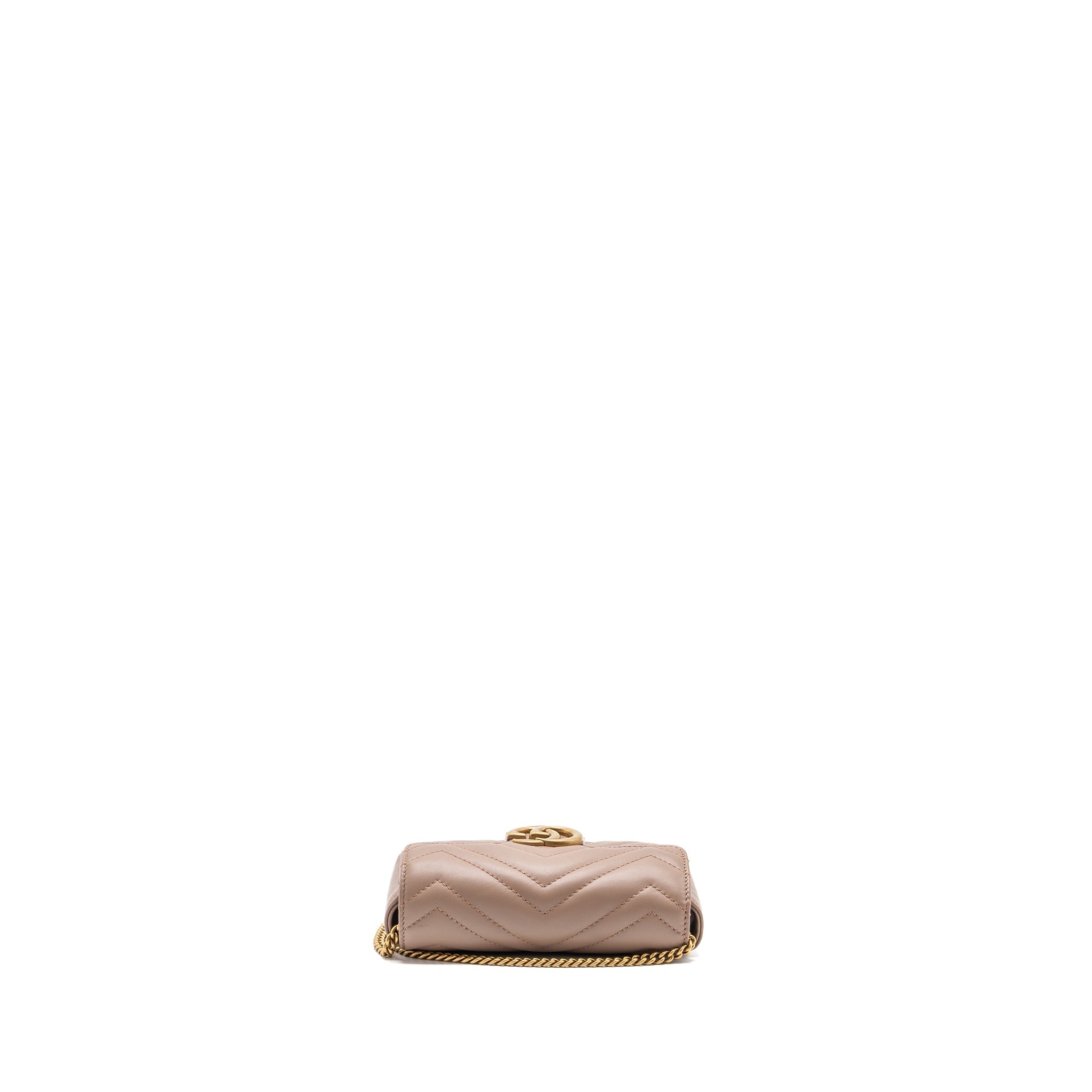 GUCCI SUPER MINI GG MARMONT BAG CALFSKIN BEIGE GHW