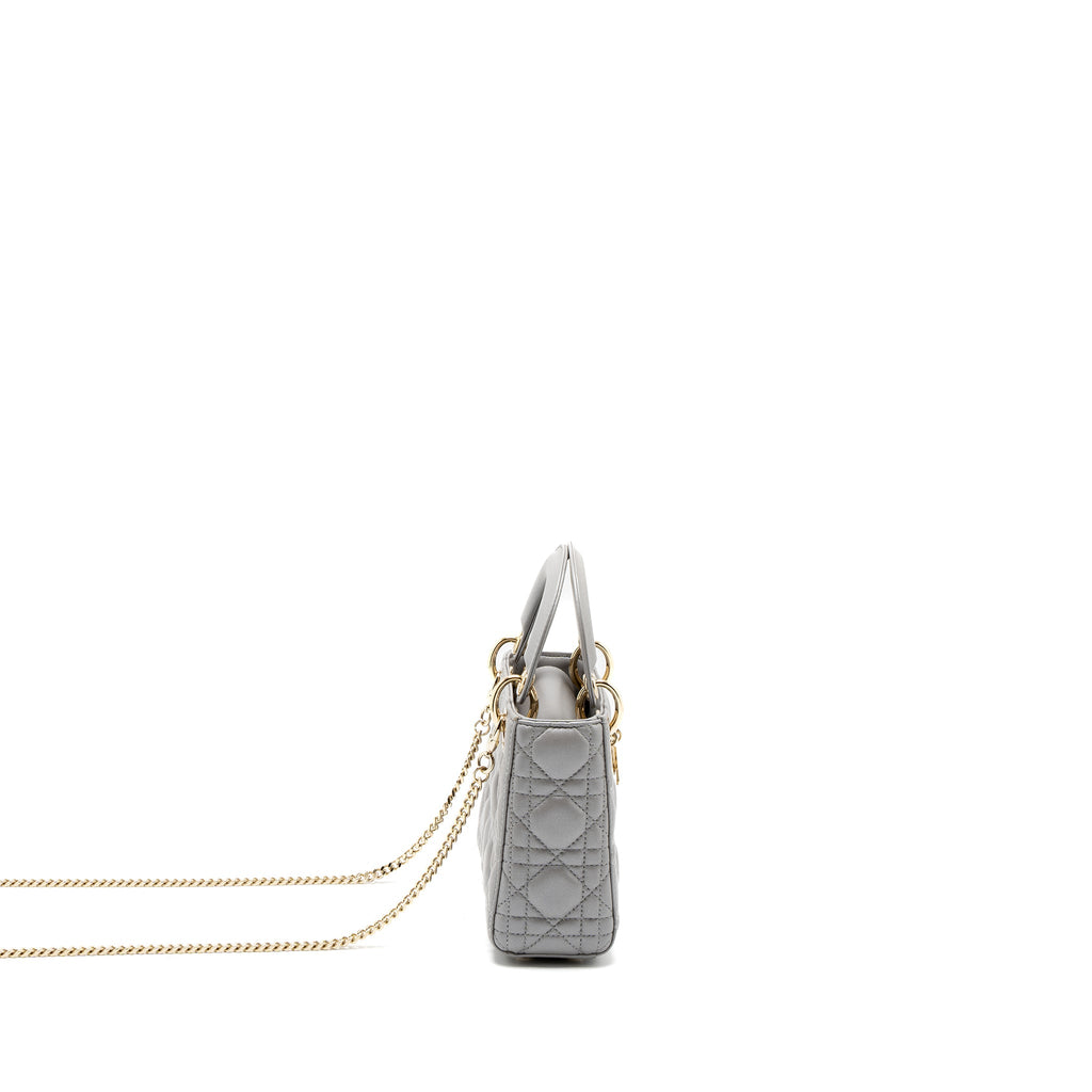 DIOR MINI LADY DIOR LAMBSKIN GREY LGHW