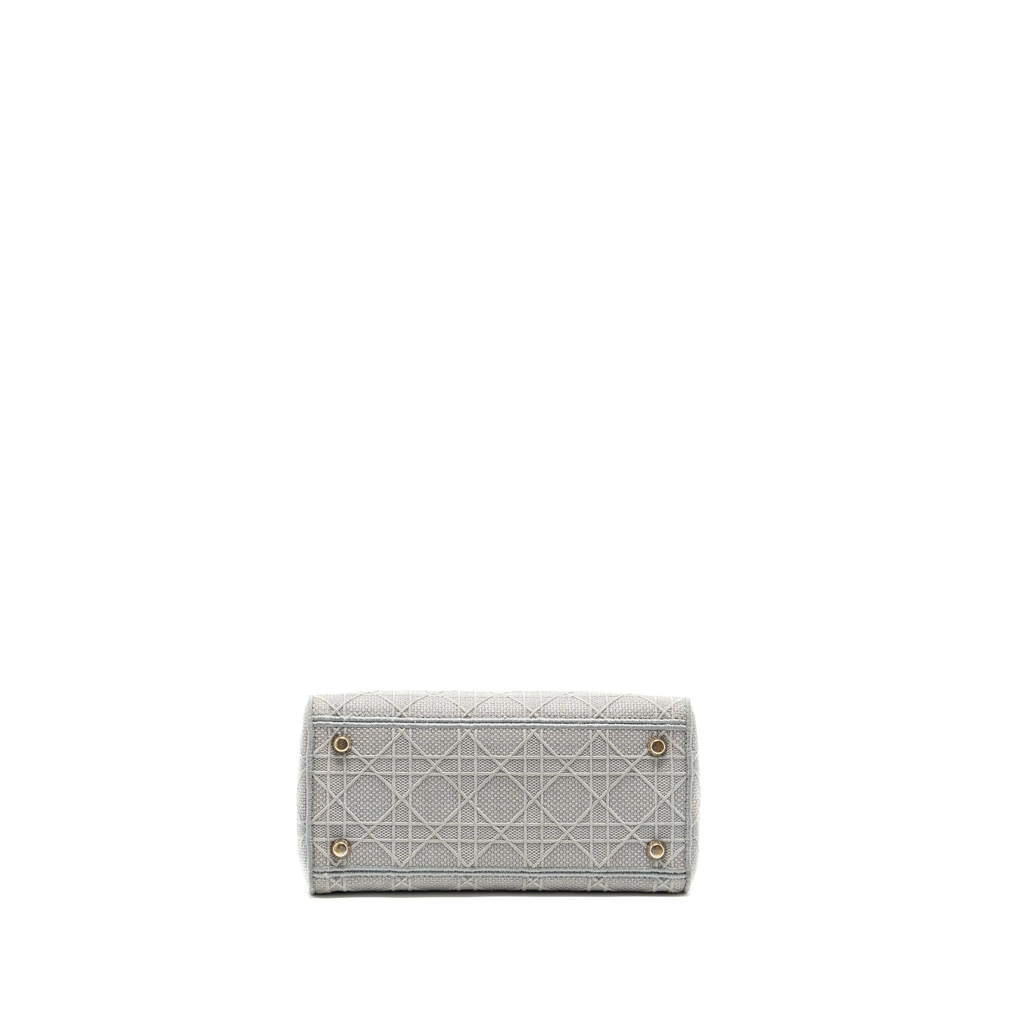 DIOR MEDIUM LADY D-LITE BAG CANNAGE EMBROIDERY GREY LGHW