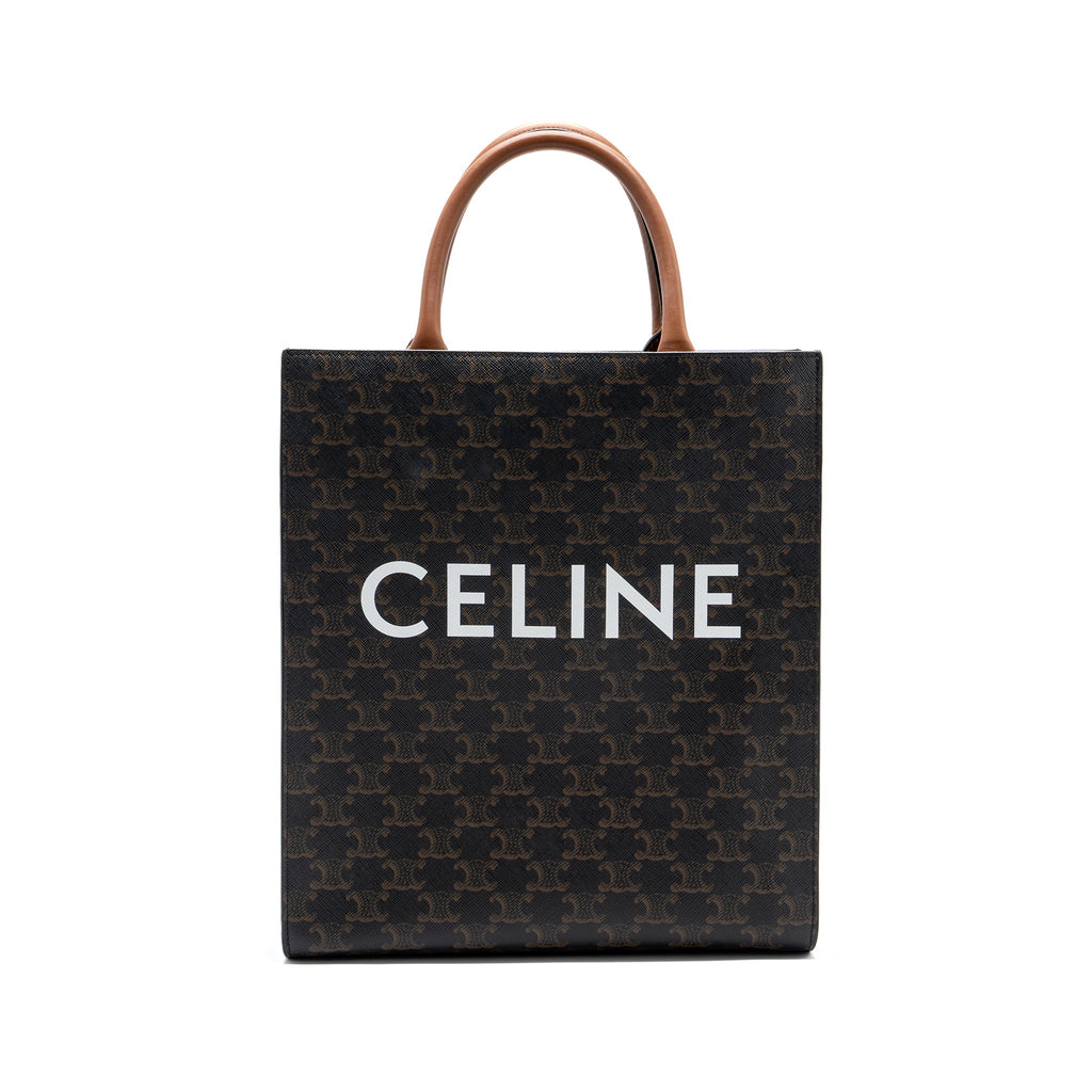 CELINE SMALL CABAS VERTICAL TRIOMPHE CANVAS / CALFSKIN TAN GHW