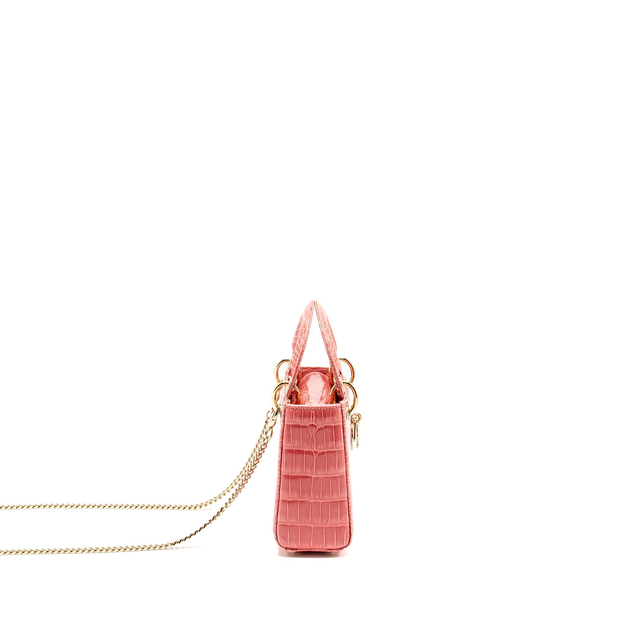 DIOR MINI LADY DIOR CROCODILE PINK LGHW