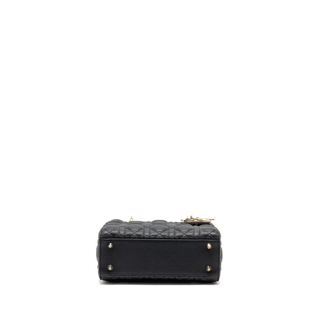 DIOR SMALL LADY DIOR BAG GRAINED CANNAGE CALFSKIN BLACK LGHW