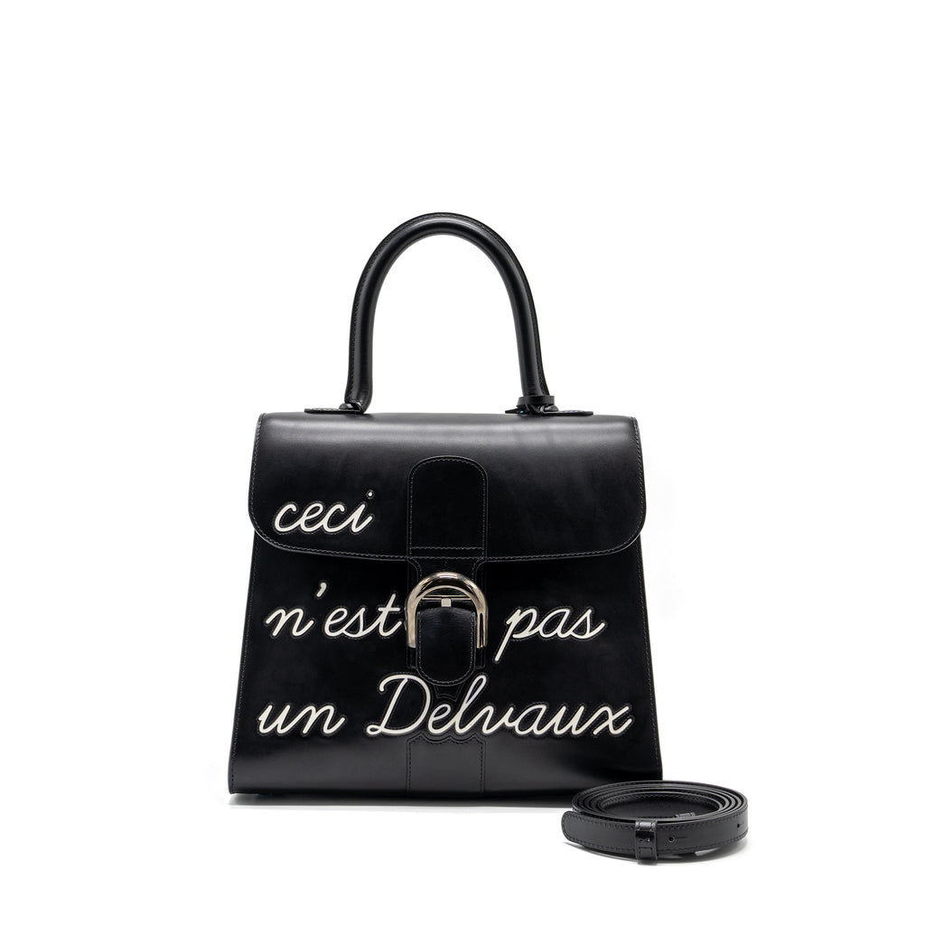 DELVAUX L’HUMOUR BRILLIANT CECI N’EST PAS UN DELVAUX BAG BOX CALFSKIN BLACK SHW