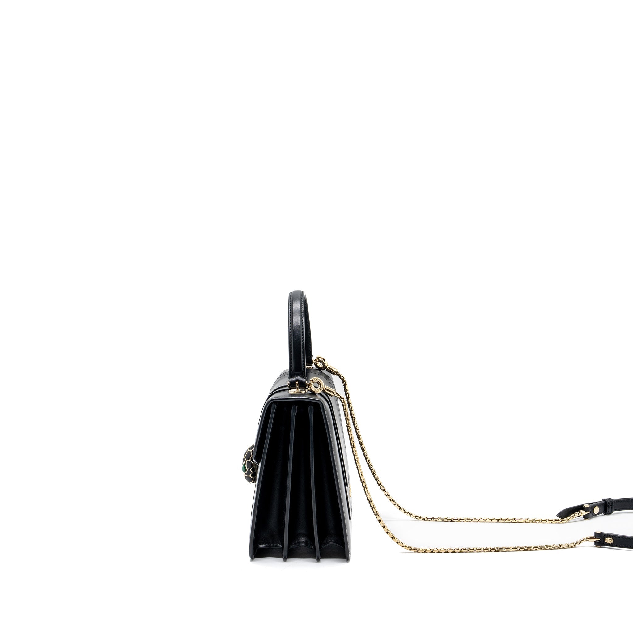BVLGARI SERPENTI FOREVER TOP HANDLE CROSSBODY BAG LEATHER BLACK LGHW