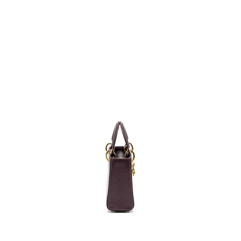 DIOR MINI LADY DIOR LIZARD BURGUNDY LGHW